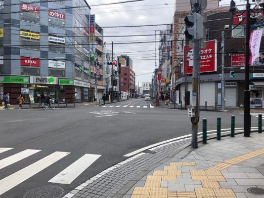 柏駅前通りと旧水戸街道が交わる交差点